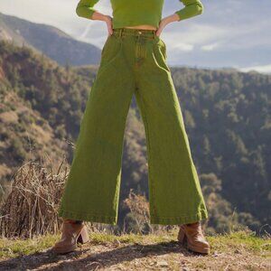 Big Bud Press Overdye Green Wide Leg Trouser Jeans